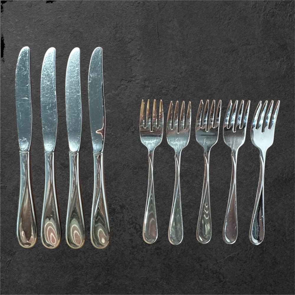 Oneida Flight Flatware Set 9pc Silver Stainless Steel 4 Knives 5 Salad Forks